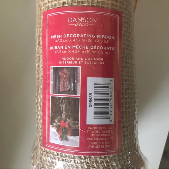 Danson Decor Christmas Burlap Mesh Decorating Ribbon Farmhouse Rustic NWT - Picture 2 of 3